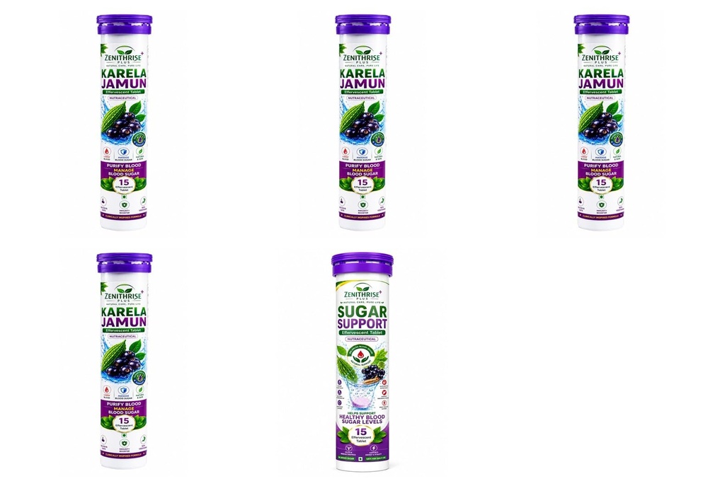 Zenithrise Plus Combo Karela Jamun 4 + Sugar Support 1 (5 pcs)