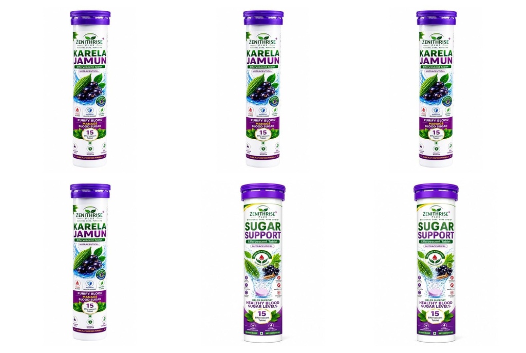Zenithrise Plus Combo Karela Jamun 4 + Sugar Support 2 (6 pcs)