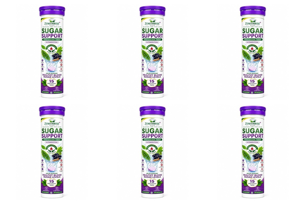 Zenithrise Plus Sugar Support Effervescent Tablet Pack of 6 (6x15 Tablets)