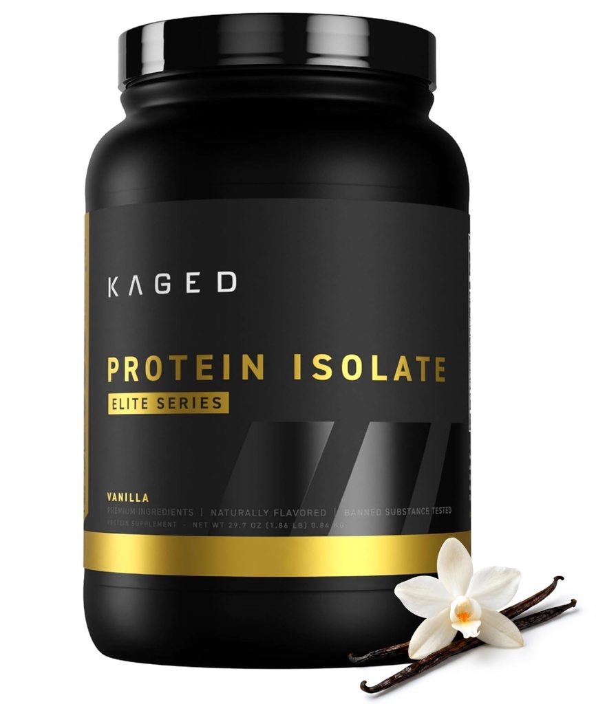 Kaged Whey Protein Isolate Elite Powder | Vanille | Whey, Casein, & Milk Protein Blend | Post Workout Recovery Drink | Unterstützt Muskelaufbau | Ergänzungen für Männer & Frauen | 2 lbs