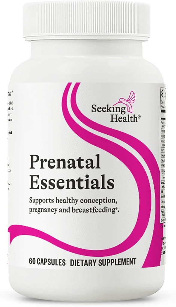Suchende Gesundheit Pränatale Essentials, Methyliertes Bioverfügbares Folat und B12, Vitamin D3 und K2, Schlüsselnährstoffe zur Unterstützung von Schwangerschaft und Stillen, Vegetarisch (60 Kapseln)*