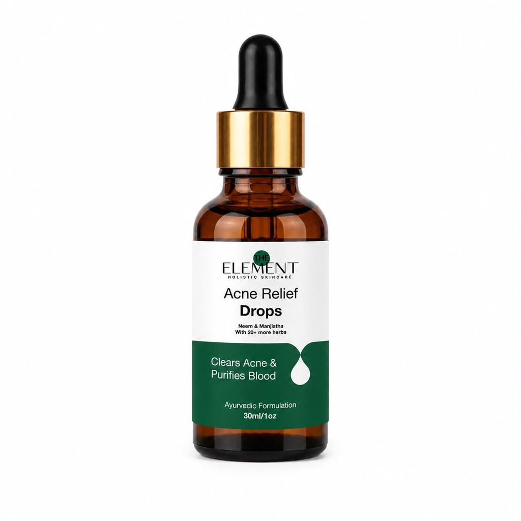 The Element Acne Relief Drops - Drinkable Ayurvedic Skin Supplement | Neem, Turmeric & Shatavari with 19+ Herbs | No Artificial Sugar | For Breakouts & Clearer Skin | 30 ml (Pack of 1)