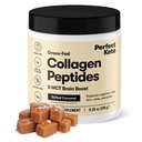 Perfect Keto Collagen Peptides poudre de protéines avec huile MCT, collagène hydrolysé, complément de type I & III, gazon sans gluten, faible teneur en glucides, crème de café Keto, collagène pour les femmes et les hommes, caramel salé