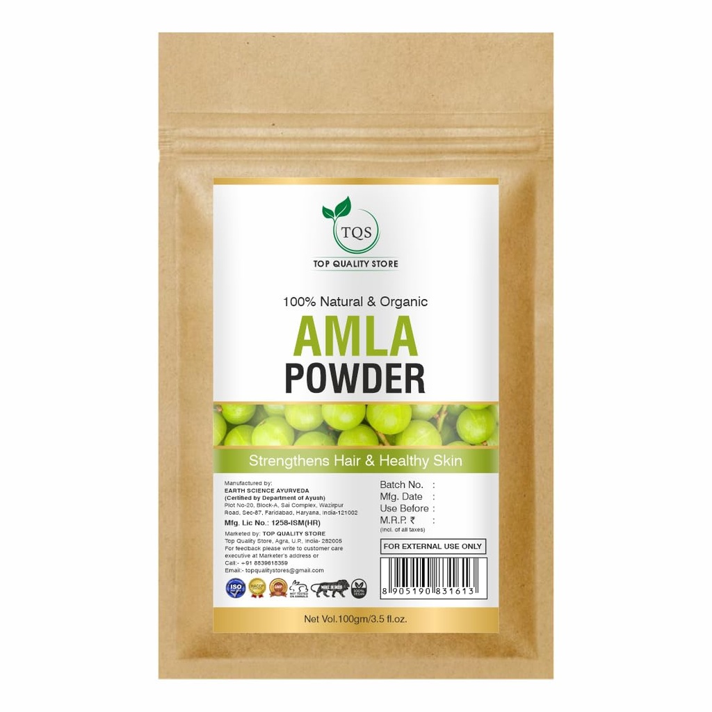 TQS Amla Powder for Skin & Hair Care,Pure & Natural,100 Grams