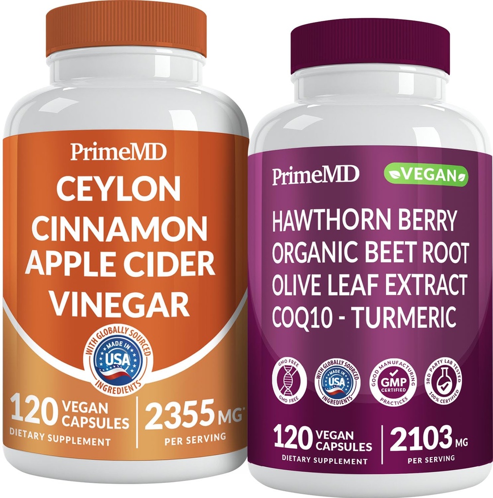 Ceylon Cinnamon (1pk) und Nitric Oxide (1pk) Supplement Bundle - Potente Vitamine für Herz, Stoffwechsel, Balance, Kreislauf, Lipid und Immununterstützung - Non-GMO, Vegan, Glutenfrei