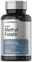 Horbäach Methyl Folate 400 mcg | 150 Vegan Kapseln | Non-GMO, Gluten Free | Nahrungsergänzungsmittel