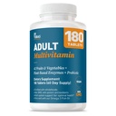 Dr Tobias Multivitamine pour les adultes pour les femmes et les hommes, Immune soutenant les vitamines de 42 fruits, légumes, plus probiotiques, multivitamines pour les hommes et les femmes, non-OGM, 180 comprimés, 60 portions