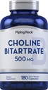 Piping Rock Choline Bitartrate 500mg | 180 Kapseln | Non-GMO, Gluten kostenlose Ergänzung