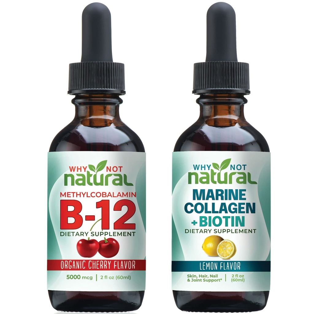 Warum nicht natürliche organische B12 Tropfen und flüssige Marine Kollagen mit Biotin