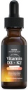 NutriRise Vitamine D3 K2 gouttes 5000 UI: Immunity Vitamines, support pour l'énergie, bien-être et confort articulaire, végétarien, formule liquide facile pour les hommes et les femmes + huile MCT, sans gluten, 1 fl oz