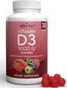 Pflanzenbasierte zusätzliche Stärke Vitamin D3 5000IU Zusatzgummis. Glutenfrei und keine künstlichen Aromen. Unterstützt Knochengesundheit und Immunität. Made in USA .30 Count (30 Day Supply)
