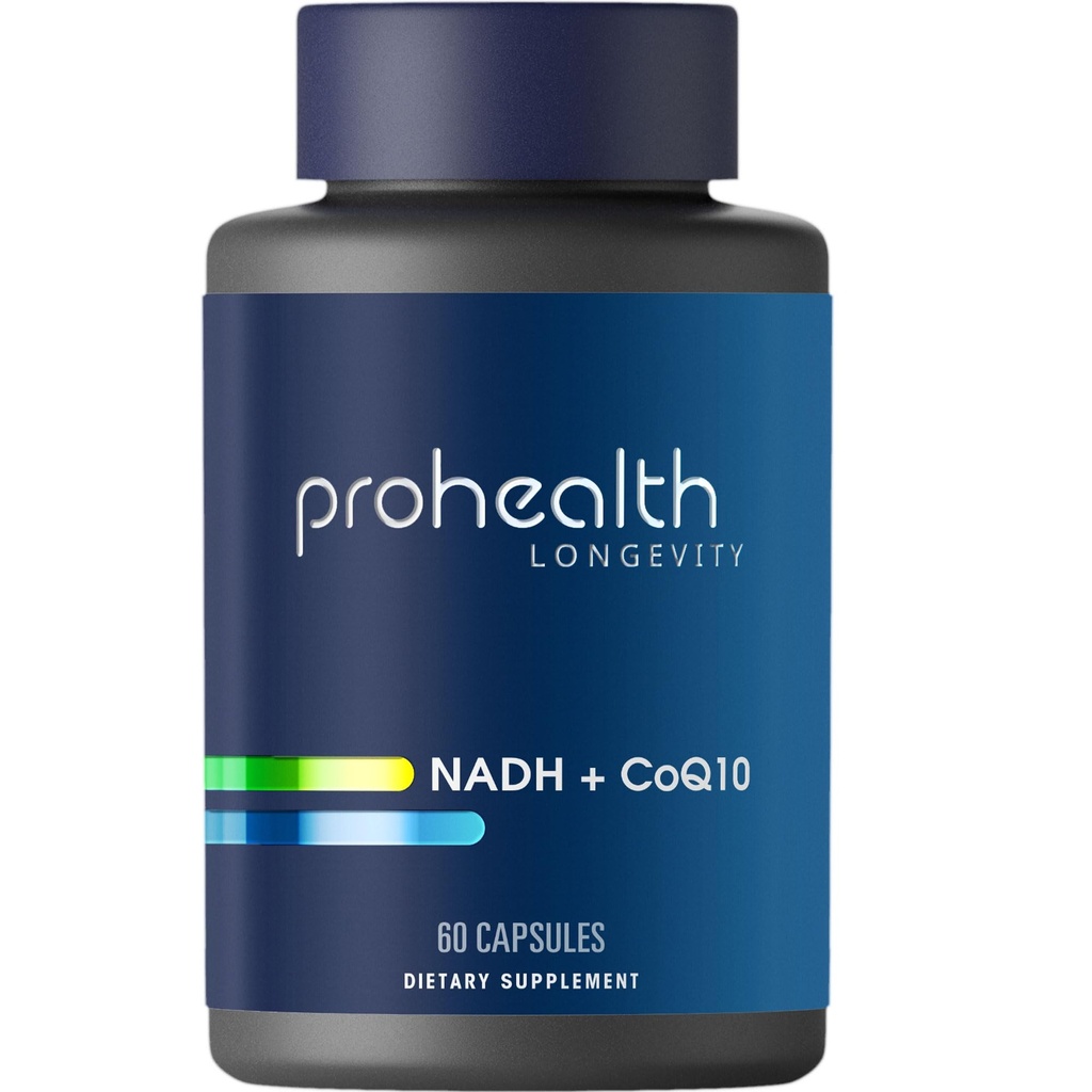 ProHealth NADH + CoQ10 - Boost NAD+ | 60 Day Supply | Pure NADH 25 mg, CoQ10 100 mg | 60 Acid Resistant Capsules | Energy | Focus | ATP Production