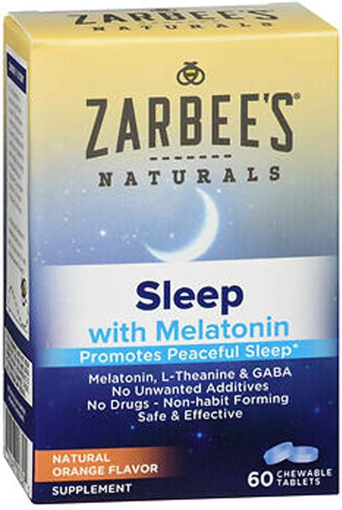 Zarbee's Naturals Sleep Melatonin, Orange Flavor, 60 Kautabletten (Pack von 2)