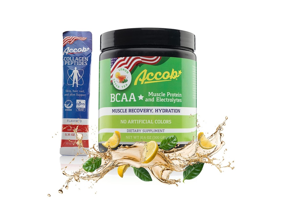 BCAA poudre citron vert thé-pré ou après l'entraînement, Muscle Recovery boisson avec acides aminés + électrolytes, 7,2g BCCA pour les hommes et les femmes-30 portions +10g de collagène peptides