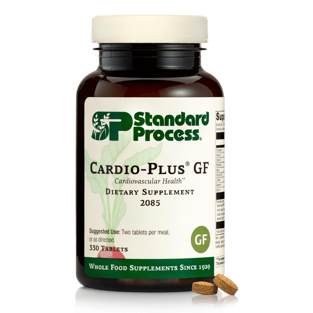 Standard Process Cardio-Plus GF - Unterstützt Herzgesundheit & Zirkulation - Herz-Kreislauf-Unterstützung mit Vitaminen B6, C & E - Inklusive Niacin & Selen - Glutenfrei, Non-Dairy & Non-Soy - 330 Tabletten