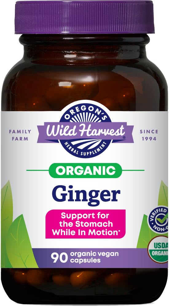 Oregons Wild Harvest, zertifizierte organische Ingwerkapseln für Magenunterstützung, Nicht-GVO, 1000 MGS, 90 Count