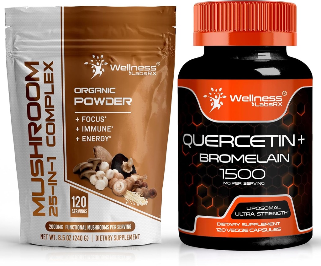WELLNESS LABSRX Pilzpulver 2000mg - Quercetin mit Bromersatz - 1500mg