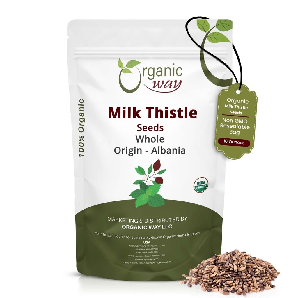 Bio Way Ganze Milchdistel (Silybum marianum) - Kräutertee | European Wild-Harvest, Organic & Kosher Certified, Vegan, Non GMO & Gluten Free, USDA Certified, Origin - Albanien (16 Oz)