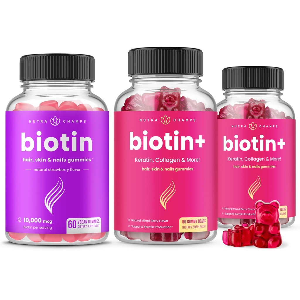 NutraChamps Complete Biotin Bundle for Hair, Skin & Nails. Biotin und Biotin+