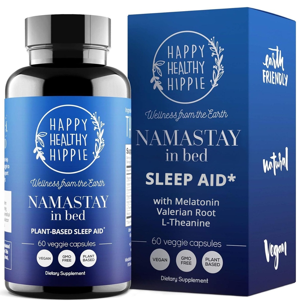 Aide naturelle au sommeil pour les adultes avec/faible dose Melatonine 0,5mg – Racine valériane + Glycinat de magnésium + supplément L-théanine, Camomille.