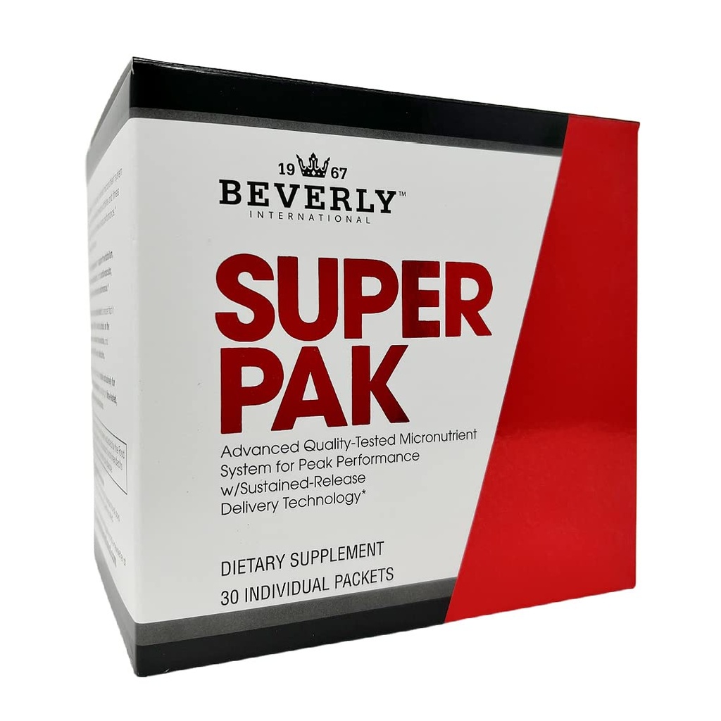 Beverly International Super Pak. 30 Packs. Multivitamine haute puissance, Pack quotidien pour l'énergie, la performance, le système immunitaire santé. Formulé sur mesure pour les athlètes, les hommes et les femmes actifs depuis 1970.