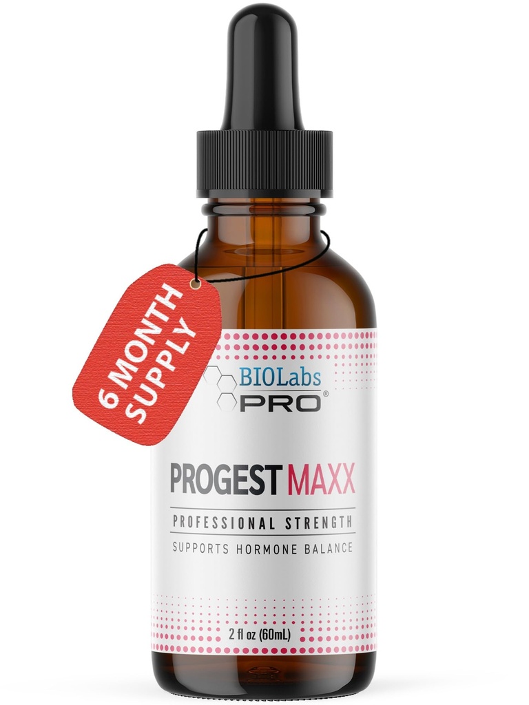 Progest MAXX Progesterone Oil, Natürliche bioidentische Progesterone für Frauen, Hot Flashes & Menopause Support, 2oz Flasche - Six Month Supply