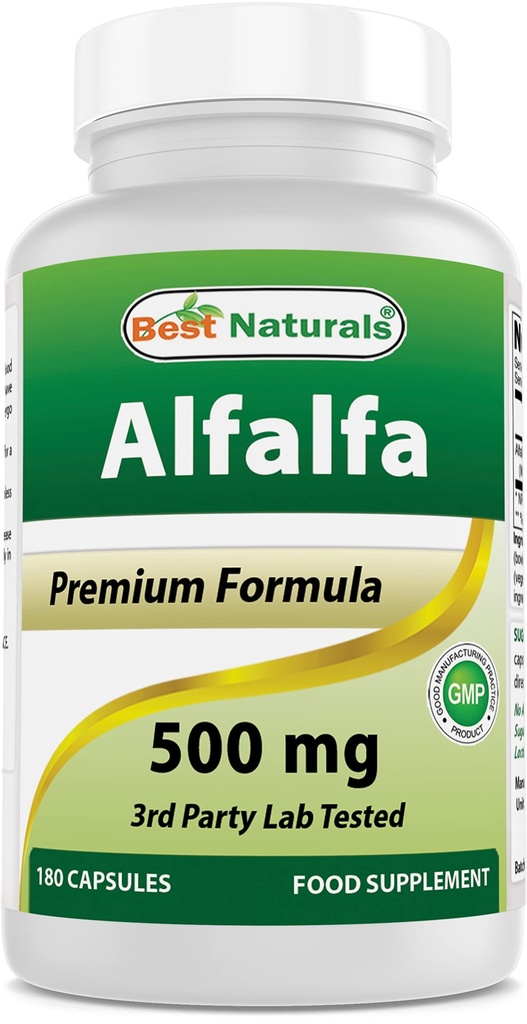 Best Naturals Alfalfa Green Super Food 500 mg 180 Kapseln (180 Count (Pack von 1))
