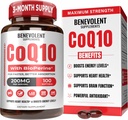 Benevolent Pure CoQ10 200mg Softgels mit BioPerine® für Max Absorption, Ubiquinone Coenzym Q10 Supplement für Herzgesundheit, Energieproduktion, Gesunde Aging & Antioxidantienunterstützung, 100 Softgels