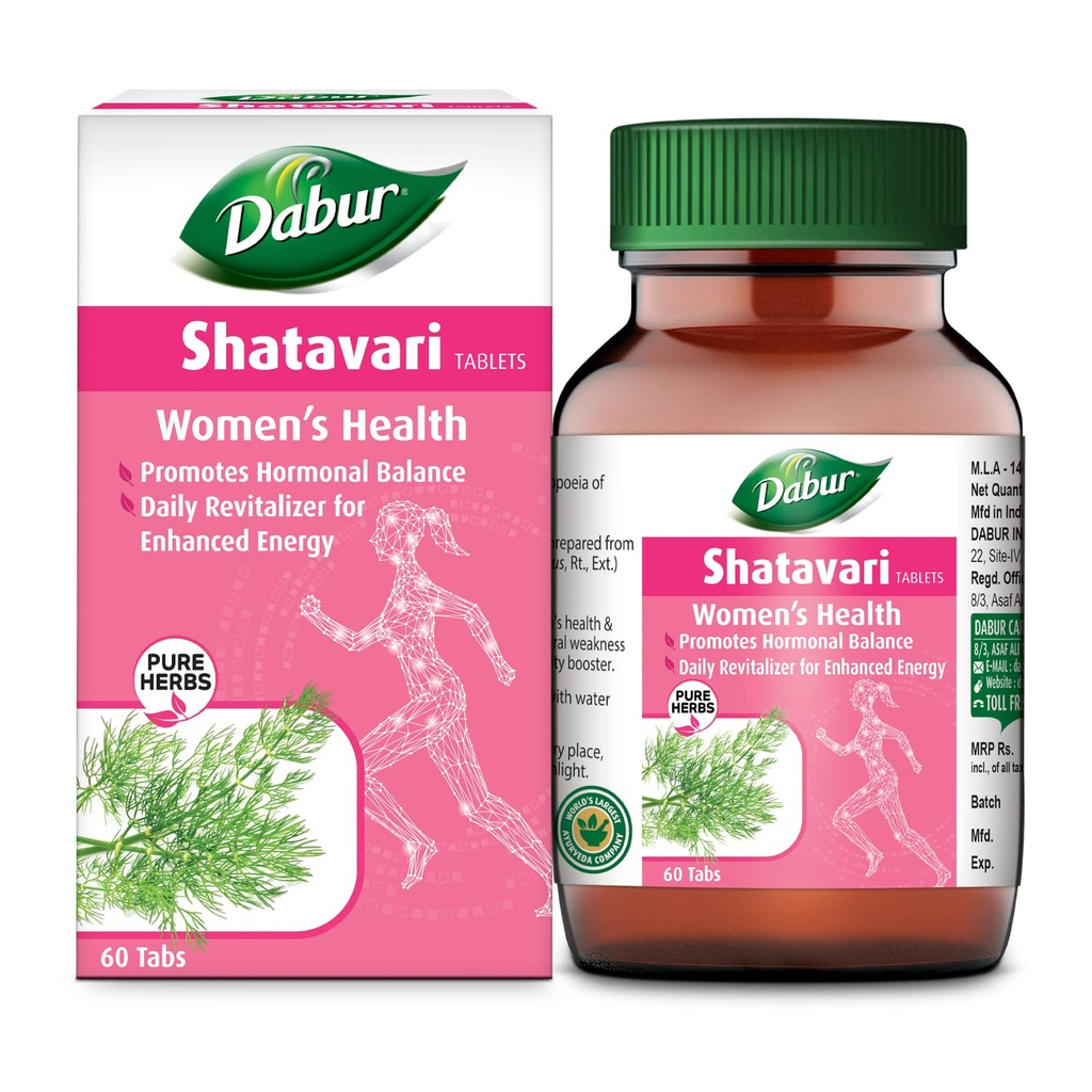 Dabur Shatavari Tablets | Women's Wellness | Hormonal Balance Supplement - 60 tablets