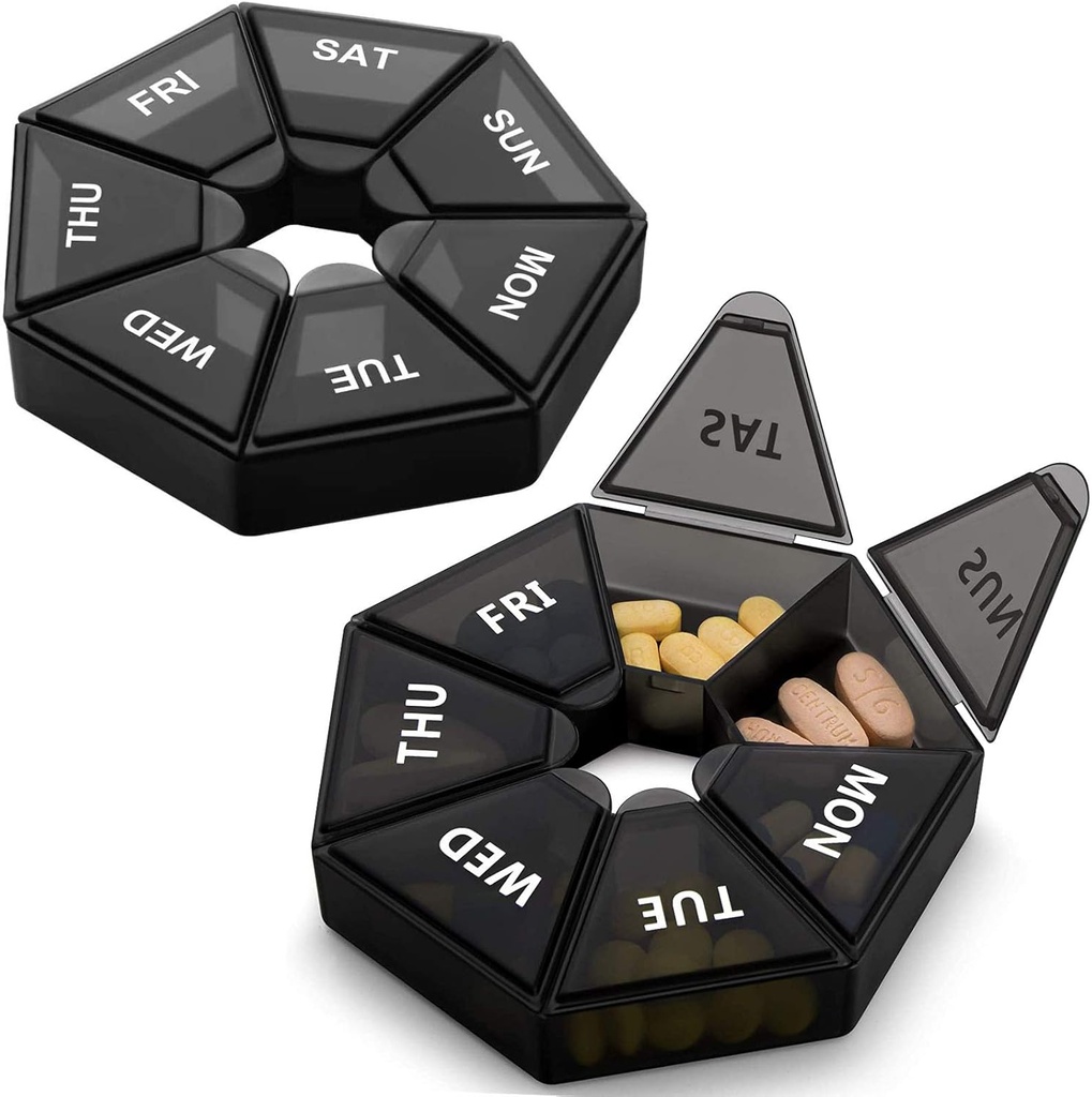 2PCS Wöchentliche Pille Organizer Große 7 Tage Pille Box Organizer Tägliche Medizin für Vitamin Fisch Öl Pillen ergänzt Arthritis Freundlich
