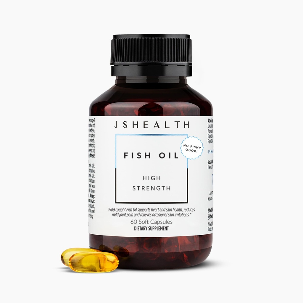 JSHealth High Strength Omega-3 Huile de poisson, 60 capsules