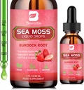 Gouttes liquides de mousse de mer - Gel de mousse de mer Irlandaise biologique avec Spiruline, Bladderwrack, Burdock Root, Seamoss Gel Supplément pour Joint, Gut Cleanse & Digestion Support - 2 Fl Oz, Vegan