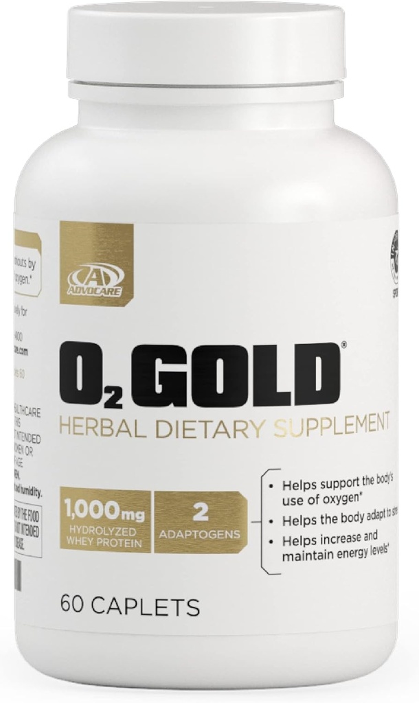 AdvoCare O2 Gold - Blut-Sauerstoff-Ergänzung mit Rhodiola Rosea Root & Hydrolyzed Whey Protein - Unterstützt Energie* - 60 Caplets