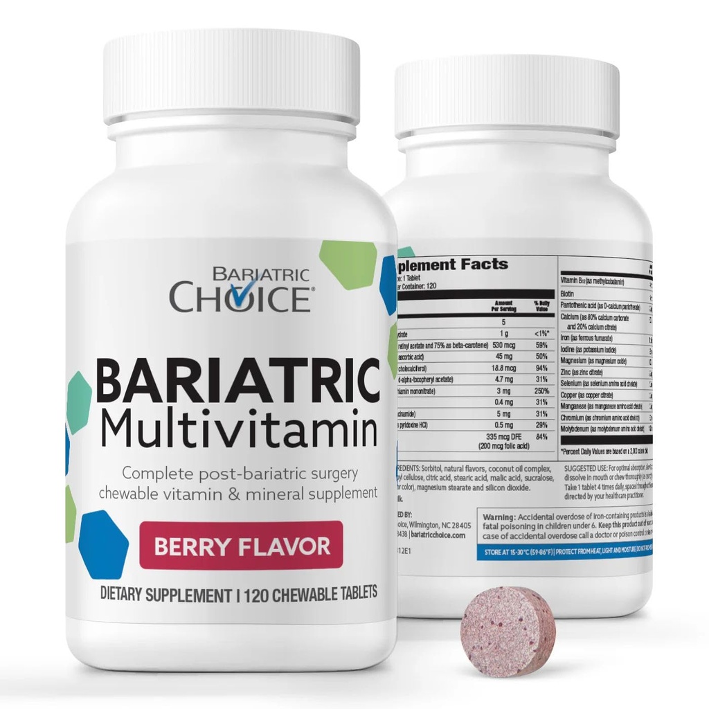 Bariatric Choice My Bariatric Chewable Multivitamin mit Eisen & 300mg Calcium, Berry (120ct)