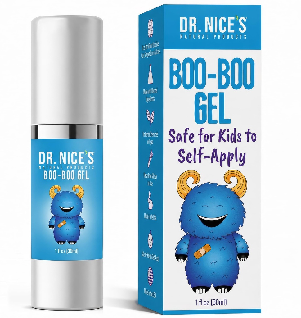 DR. NICE'S Boo-Boo Gel for Kids - First Aid Hydrogel for Scrapes, Minor Cuts, Burns, Blisters, Chafing - Soothes, Hydrates, & Protects Skin with No Stinging - Natural, Made in USA, 1 fl oz