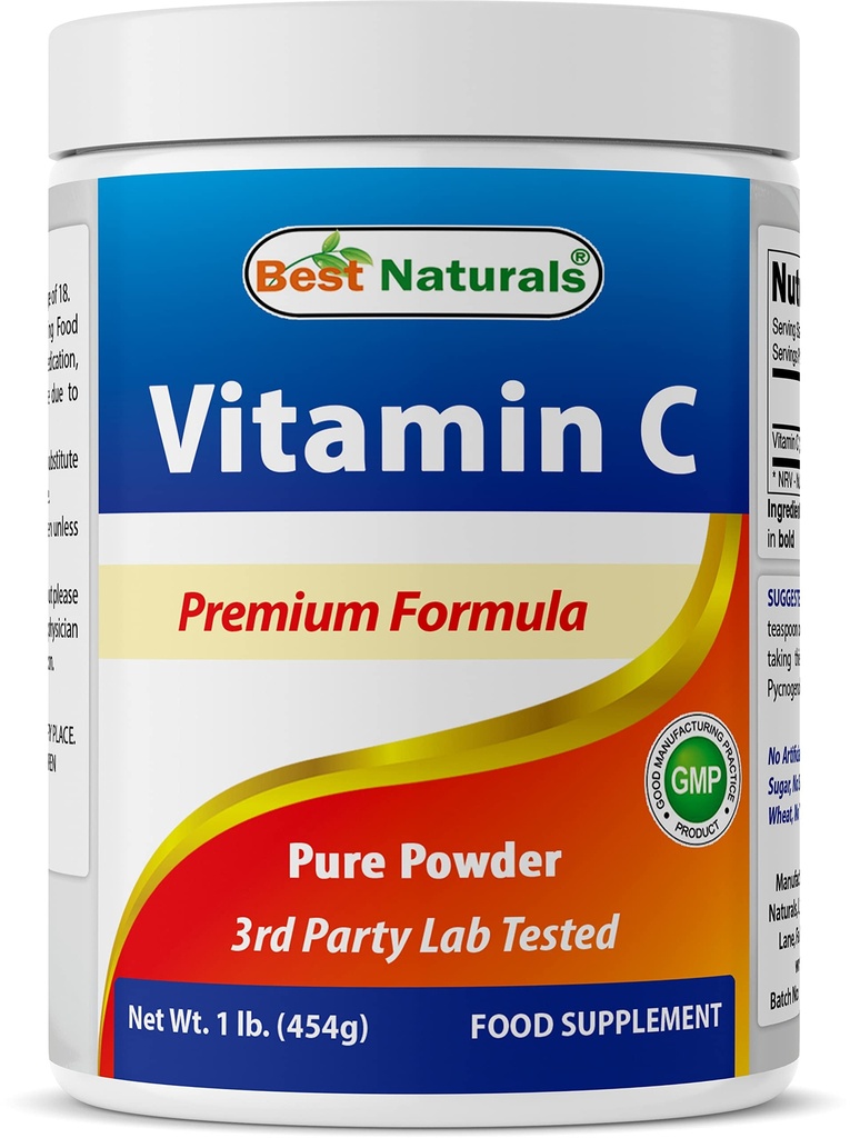 Best Naturals 100% reines Vitamin C Pulver 1 lb (454 Gramm) Pulver (auch Ascorbinsäure genannt)