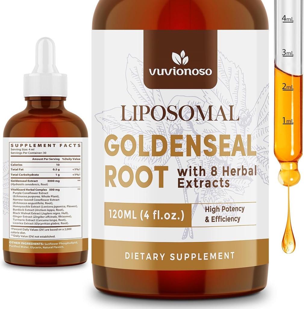 Goldenseal Wurzelextrakt 3000mg für Immun- und Respiratorische Wellness - Fast Absorbieren | Sugar-Free | Vegan | 4 Fl Oz