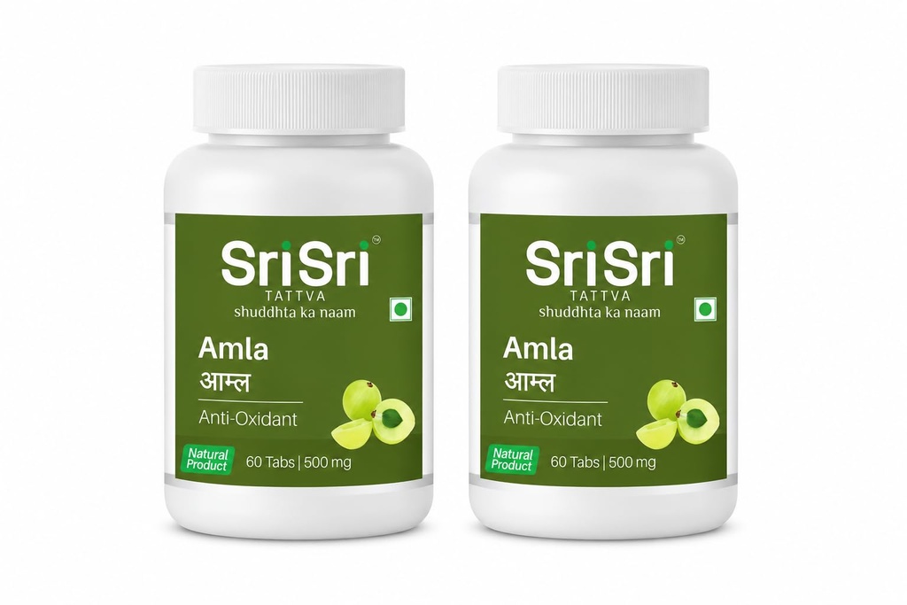 Sri Sri Tattva Amla Tablets 500mg - 120 Tablets | Ayurvedic Antioxidant & Immunity Support | Indian Gooseberry Emblica Officinalis | Herbal Supplement | (60 Tablets x Pack of 2)