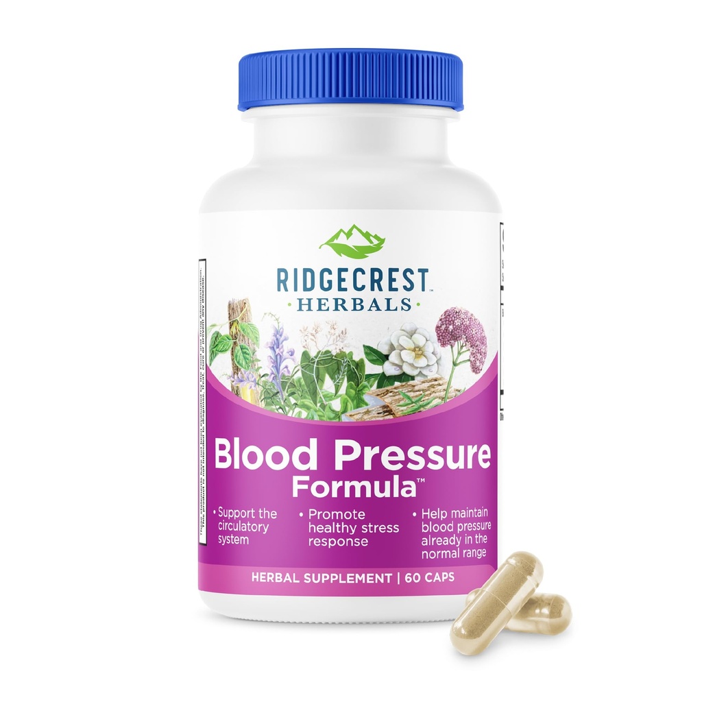 RidgeCrest Kräuter Blutdruck Kräuter Formel, 12 Kräuter, Poria Pilz, Gastrodia, Gardenia, für Herz, Gefäß, Zirkulation Gesundheit (60 Count (Pack von 1))