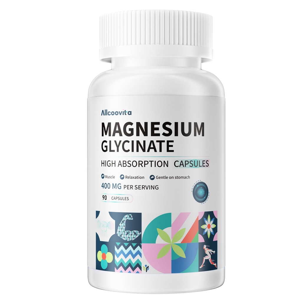 Magnesium Glycinate 400 MG pro Servierung 100% Chelat für hohe Absorption, Sanfte auf Stomach, Non-GMO, 90 Vegetarische Kapseln