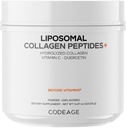 Codeage Liposomal Collagen Peptide Pulver + Vitamin C & Quercetin, Phospholipid Complex, Grass-Fed Weide-Raised Hydrolyzed Collagen Typ I & III Supplement All-in-One, Non-GMO, 14.97 oz