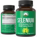 Selen-Ergänzung mit vollständiger Nahrungsmischung von 25+ Gemüsen und Früchten für die maximale Absorption. Pure Selenium Vegan Kapseln für Immunsystem, Schilddrüsenunterstützung, Herzgesundheit, Prostata-Unterstützung. 30 Tabletten