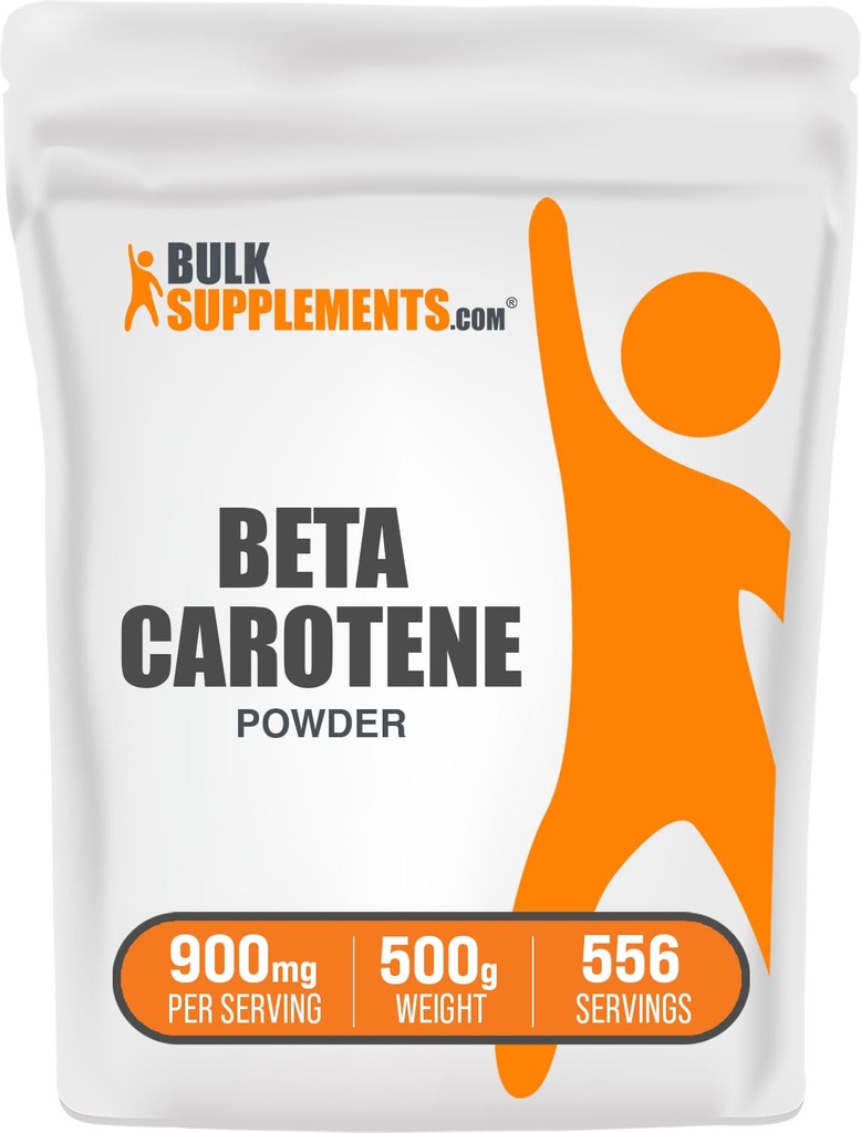 BulkSupplements.com Beta Caroten-Pulver - Beta Caroten-Ergänzung, Vitamin A-Ergänzung für Immun- und Vision-Unterstützung - Glutenfrei, 900mg pro Servierung, 500g (1.1 lbs) (Pack von 1)