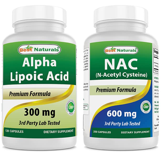 Meilleurs naturels Alpha acide lipoïque 300 mg et NAC 600 mg