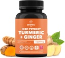 Turmeric + Ginger Capsules 1200mg | Joint Comfort, Entzündungsunterstützung & Verdauungshilfe* | 180 Count | Zealthy Life High Potency Turmeric Ginger Supplement | 1200mg