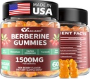 Berberine mit Ceylon Cinnamon Gummies - 1500mg Berberine HCI-Ergänzung mit Chrom,Turm und Milchdistel - Immununterstützung - für Damen und Herren - 60 Sugar Free Gummies