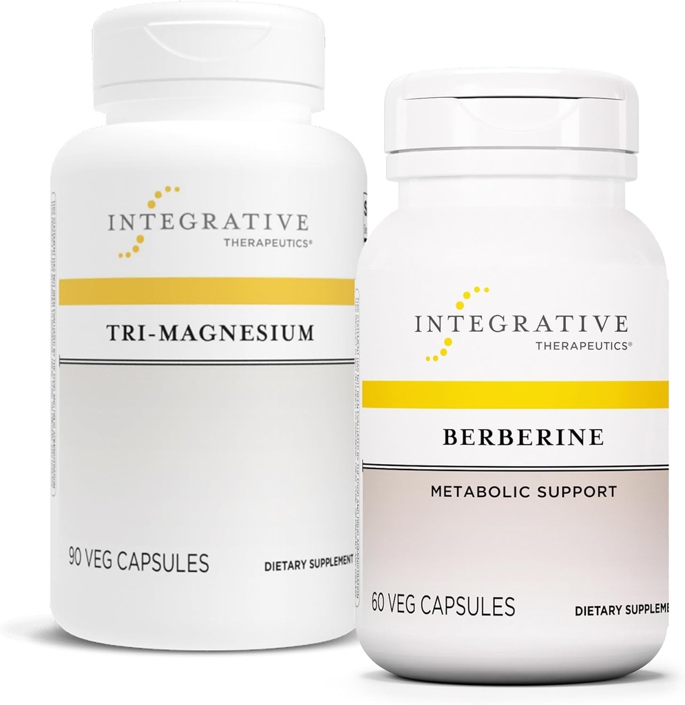 Integrative Therapie Bundle mit Berberine, 60 Kapseln & Tri-Magnesium, 90 Kapseln - Berberine für Stoffwechselunterstützung* - Tri-Magnesium für Herz & Knochengesundheit*