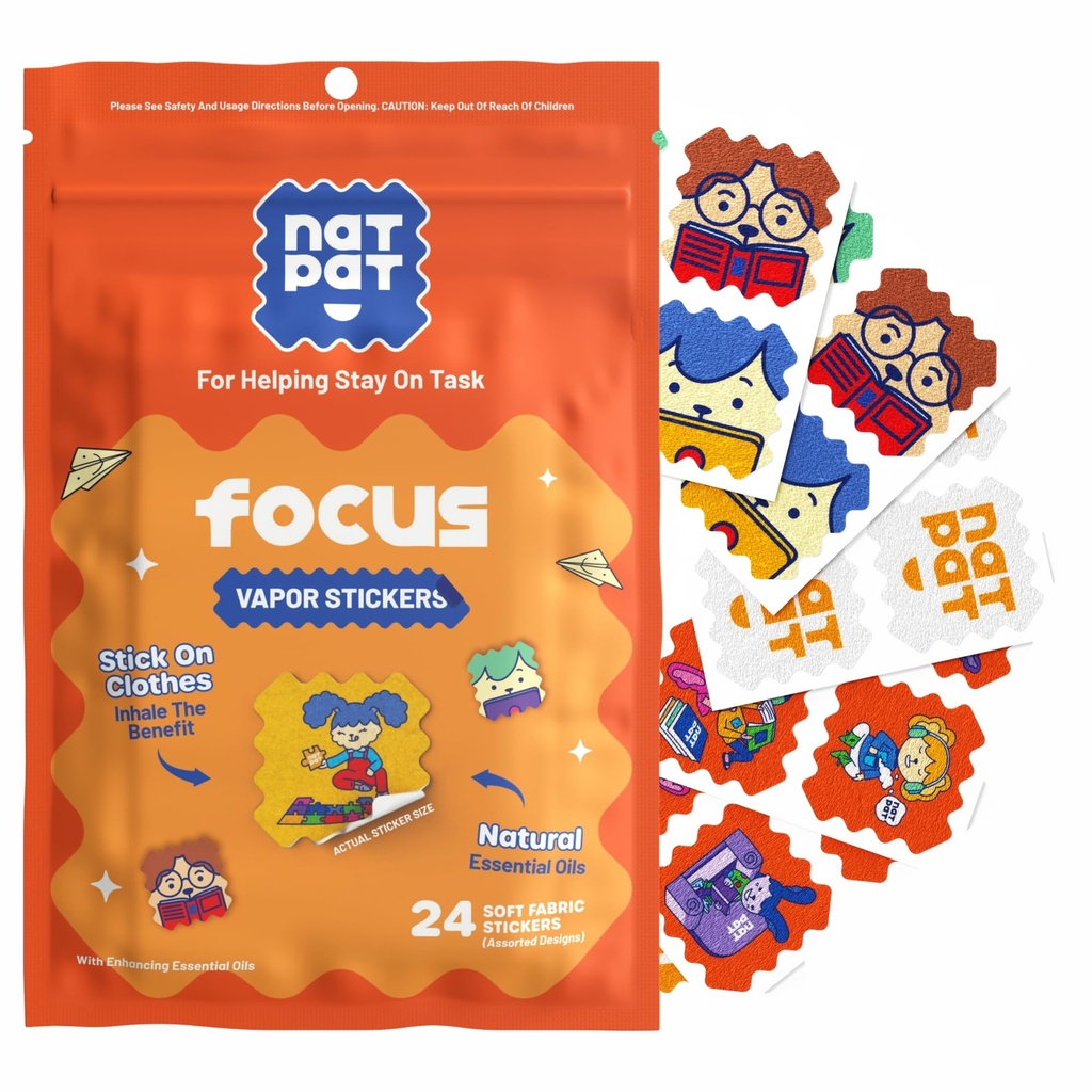 NATPAT Focus Patch-Fokus-Aufkleber für Kinder und Erwachsene - Gesunde Gehirn-Unterstützungen für Aufmerksamkeit, Fokus und Konzentration - chemisch und Drug Free - 24 Count - BuzzPatch Natural Patch