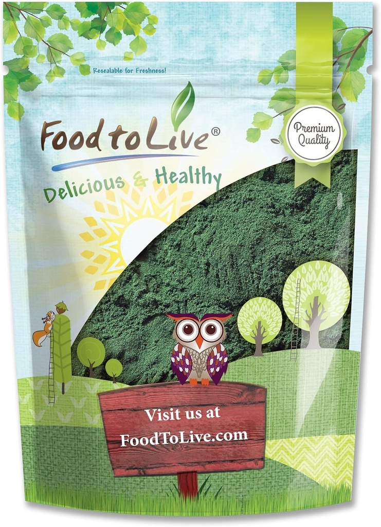 Nourriture pour vivre en poudre de Chlorella, 4 livres - Kosher, Algae Vert cru, Superaliment végétalien, Bulk, Protéine Vert végétalien pur, Riche en vitamines et minéraux, Idéal pour les boissons, thés et smoothies