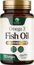 Omega 3 Fish Oil 2400 mg Supplement, Sustainable Sourced, Dreifache Stärke Omega-3 Supplement Softgels, Gehirngesundheitsunterstützung, EPA & DHA Fish Oil Fatty Acids Supplements, Gluten & GMO Free, 120 Softgels